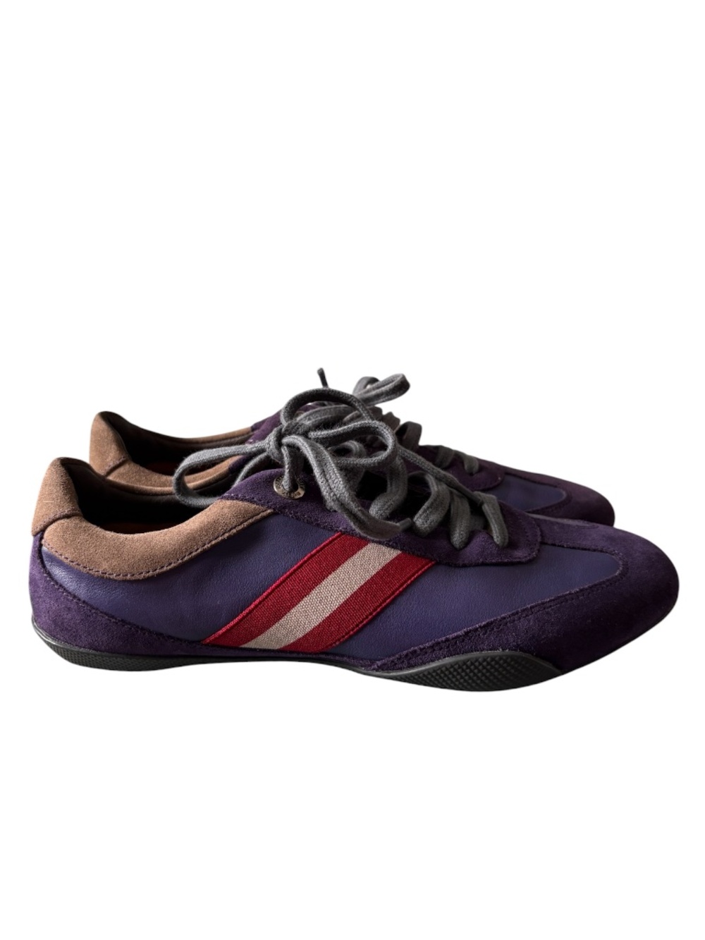 Bally Astra Purple Suede Leather Sneakers Size 7 Luxury Designer Streetwear